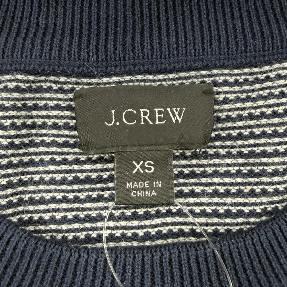 J Crew Cotton Sweater Birds-Eye Stitch Men NWT XS Navy Crewneck Classic Pullover - Picture 2 of 11